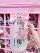 Load image into Gallery viewer, Pink Cup With Coquette Straw Topper
