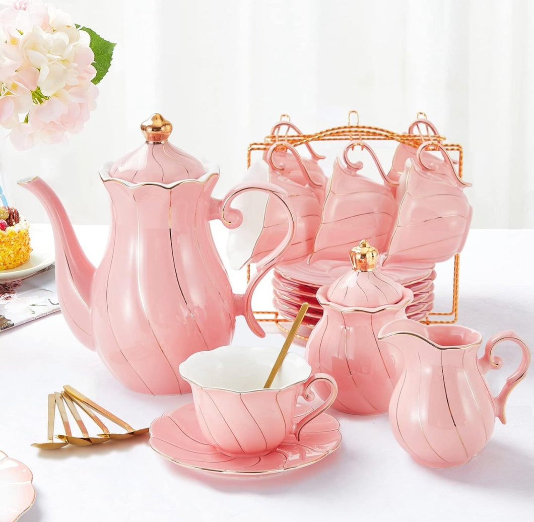 Pink Princess Porcelain Luxury British Style Tea Set