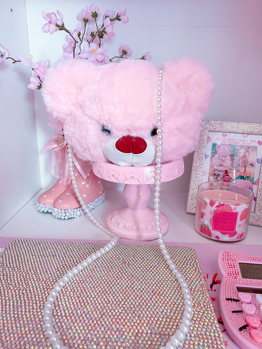 Pink Fur Bear Bag