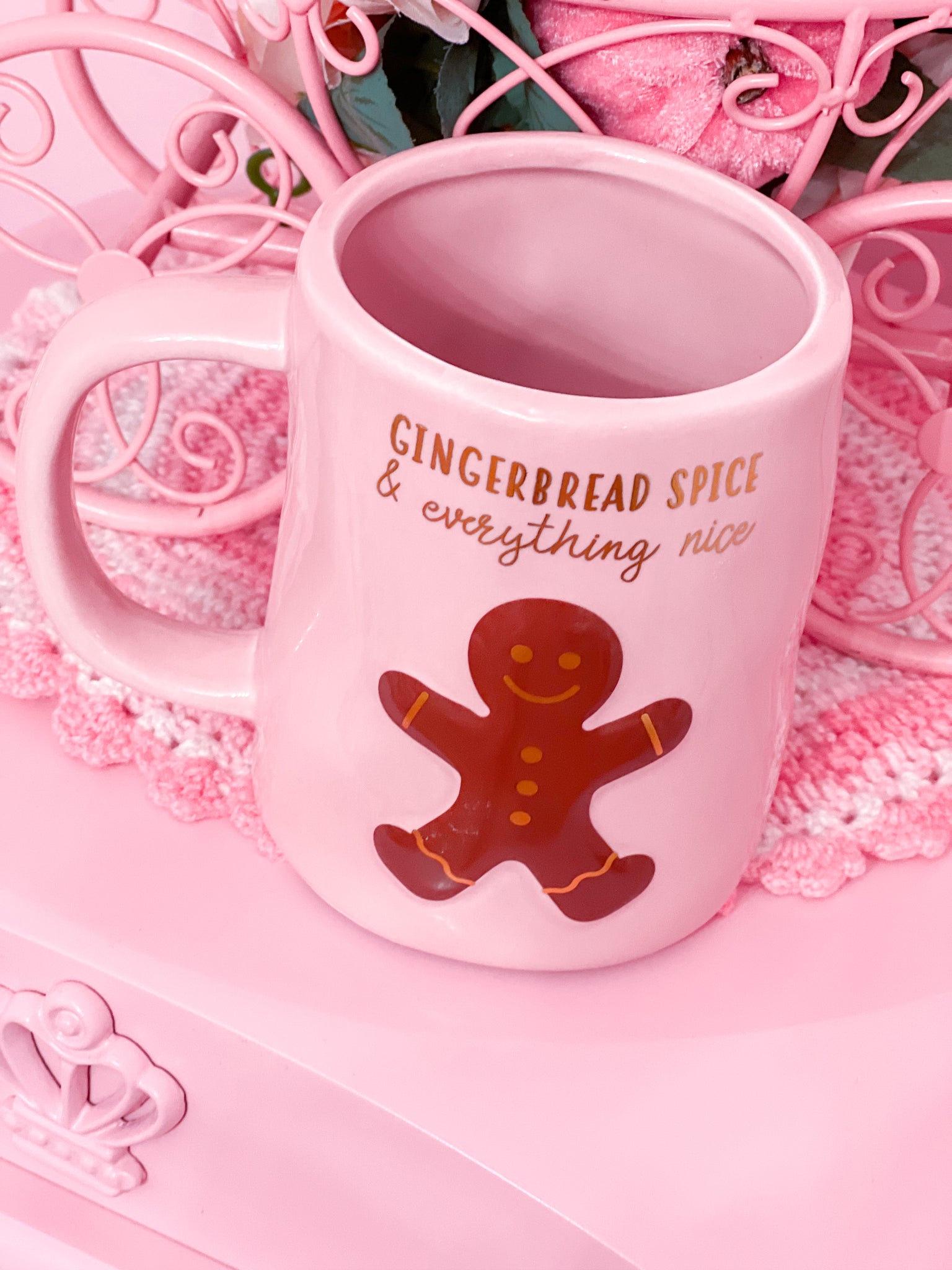 Peppermint & Pine Pink Gingerbread Mug, Gingerbread Mug, Pink