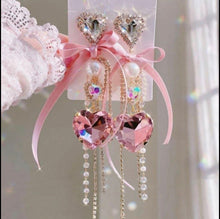 Load image into Gallery viewer, Floral Heart Earrings - Ballerina Pink
