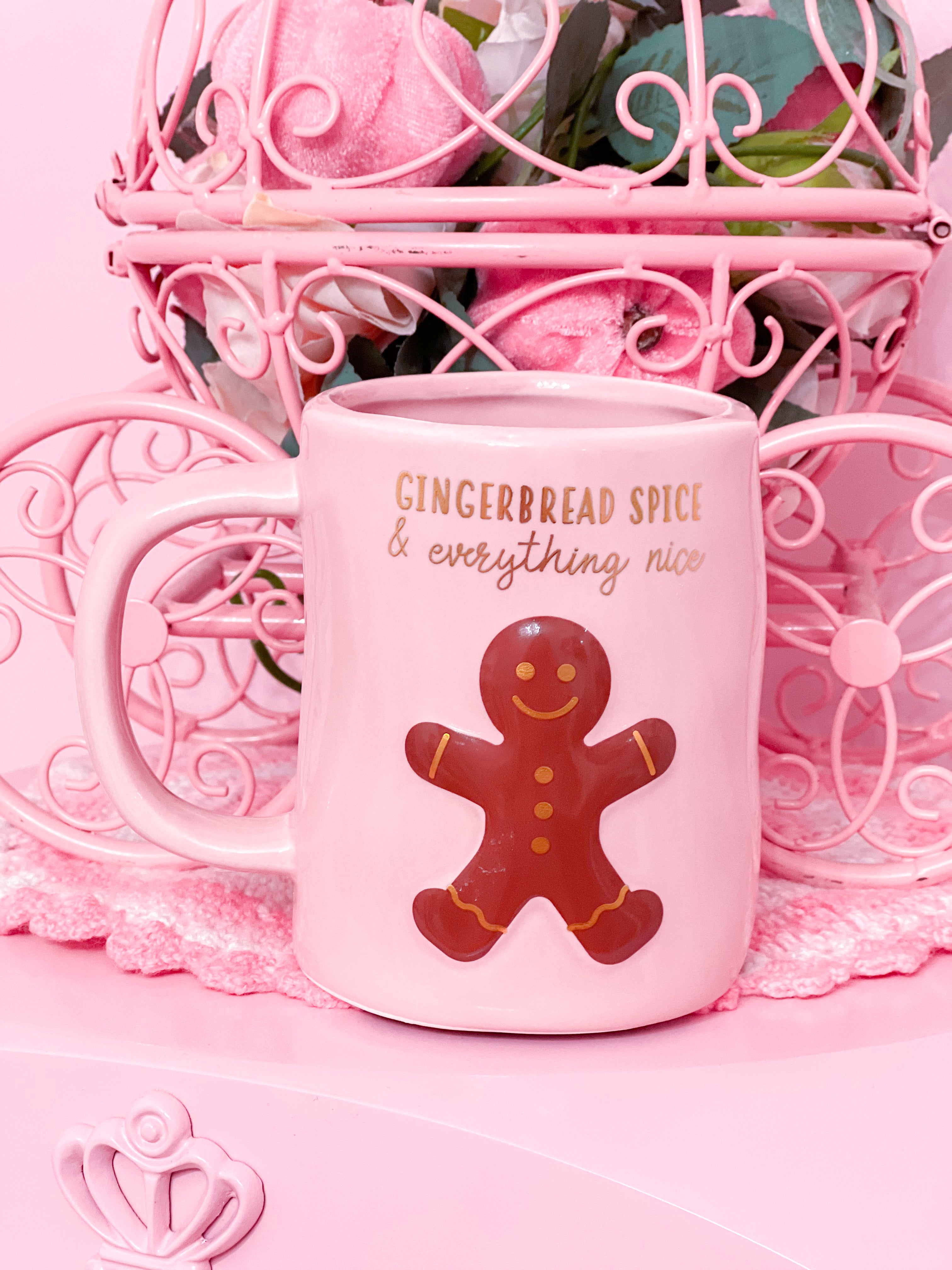 Peppermint & Pine Pink Gingerbread Mug, Gingerbread Mug, Pink